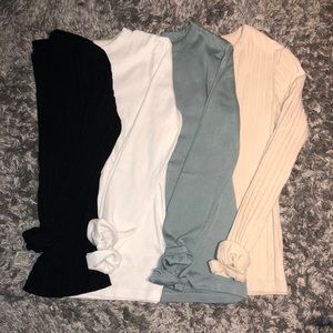 Set of 4 Long Sleeve Basic Fitted Tee